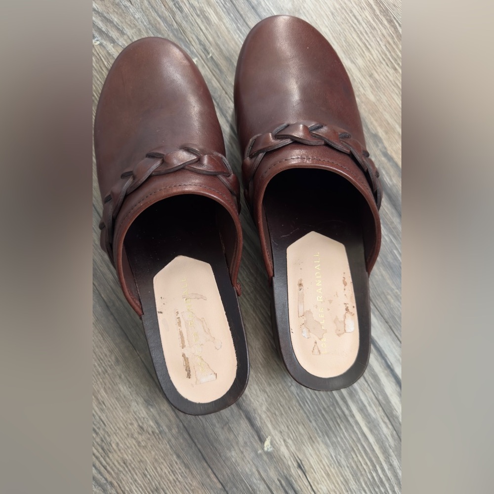 Loeffler Randall Brown Leather Braided Mules